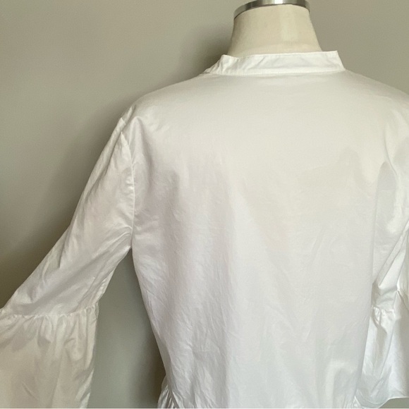 TIBI Tunic With Shirred Back & Bell Sleeve In White, Size 2 - Picture 10 of 16